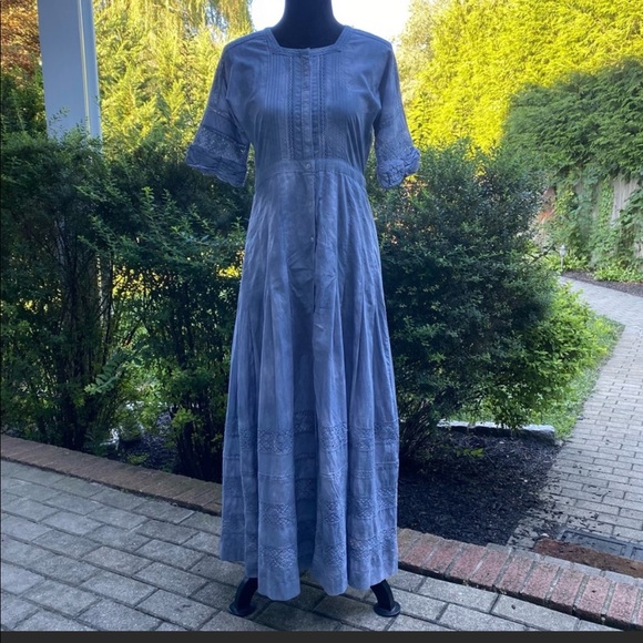 LoveShackFancy, Edie Button Up Short Sleeve Cottagecore Midi Length Dress - Picture 9 of 10